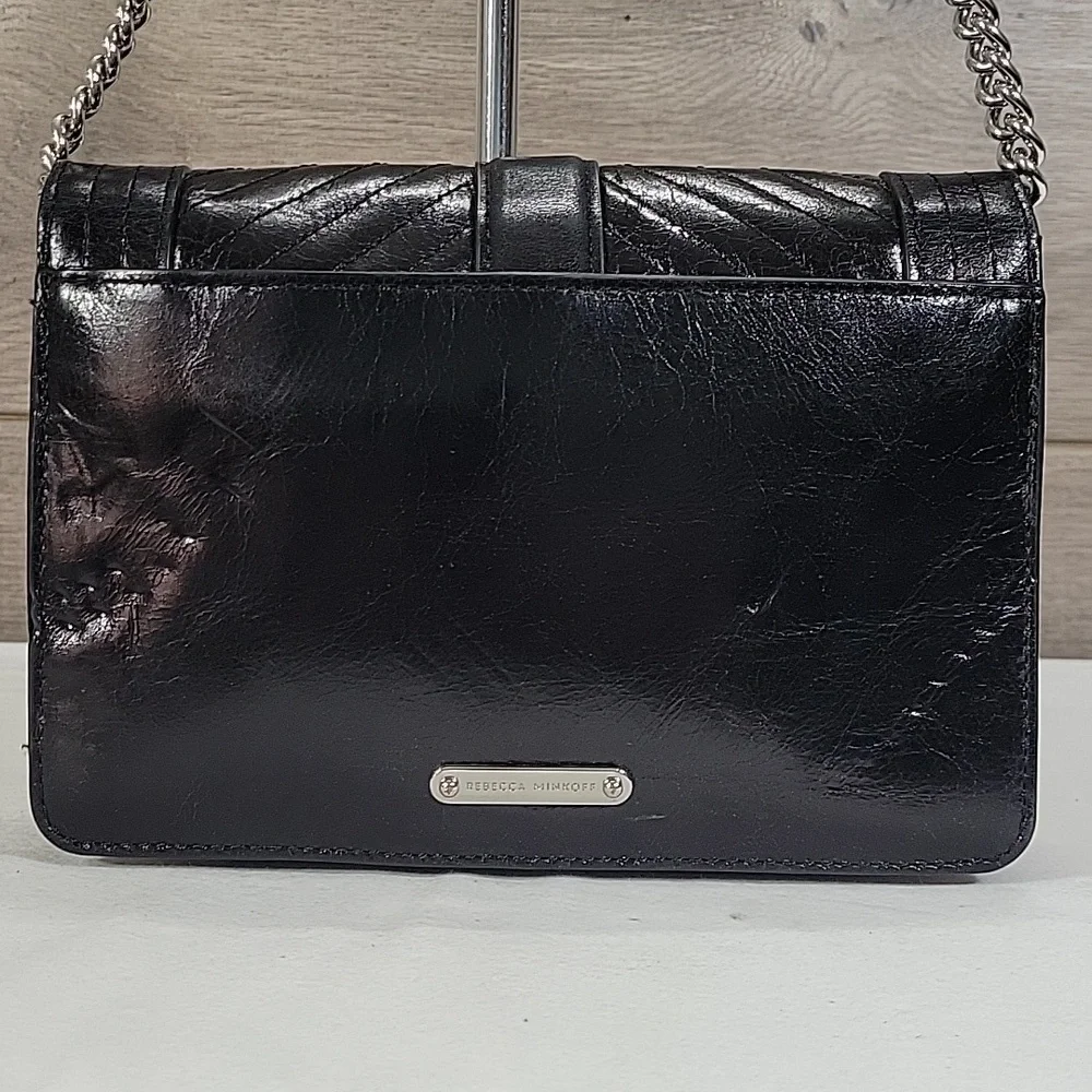Rebecca Minkoff Black Quilted Studded Leather Crossbody Shoulder Bag